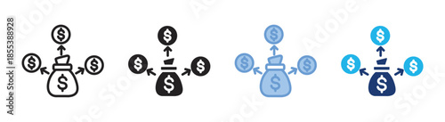 Crowdfunding icon set multiple style collection