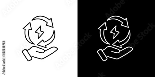 Hand Holding Renewable Energy Cycle Icon, a powerful symbol for Sustainable Electricity and Eco-Friendly Green Technology Solutions