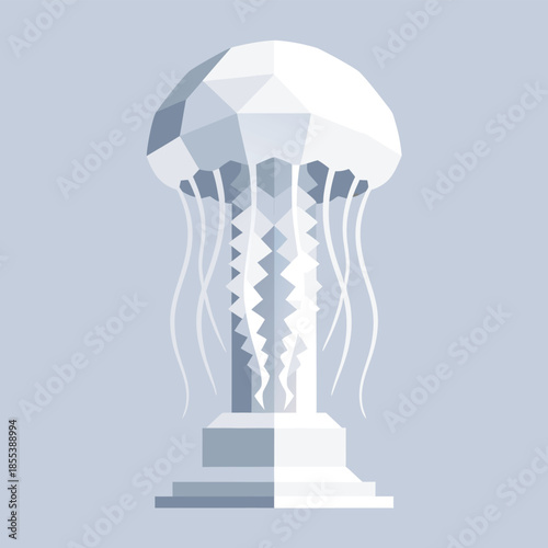 Geometric Jellyfish Sculpture on Pedestal.