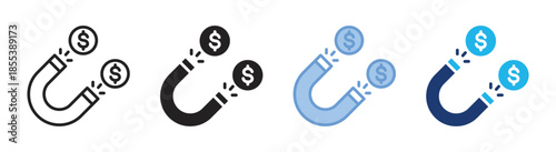 Magnet icon set multiple style collection