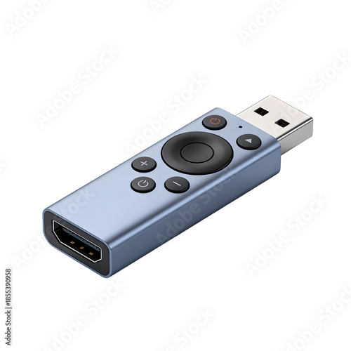 Wireless USB TV Remote Control in Metallic Blue with Multiple Buttons