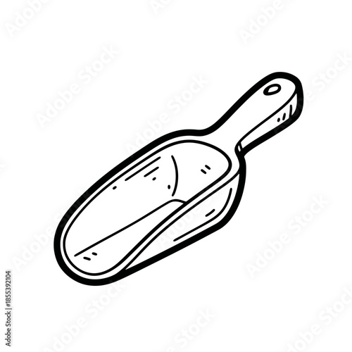 Simple Black and White Scoop Illustration.