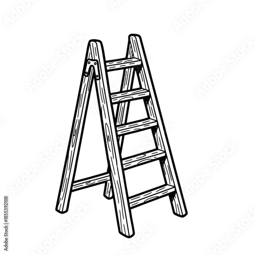 Simple Black and White Ladder Illustration.