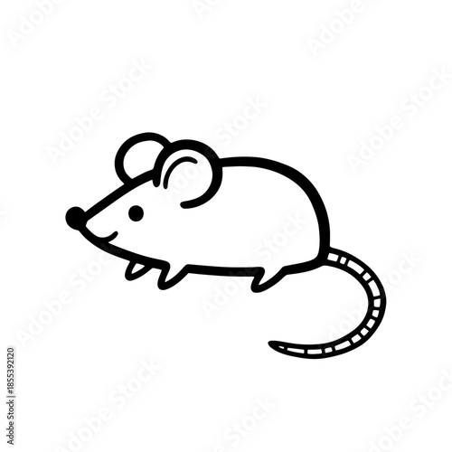Simple Black Line Drawing of a Mouse.