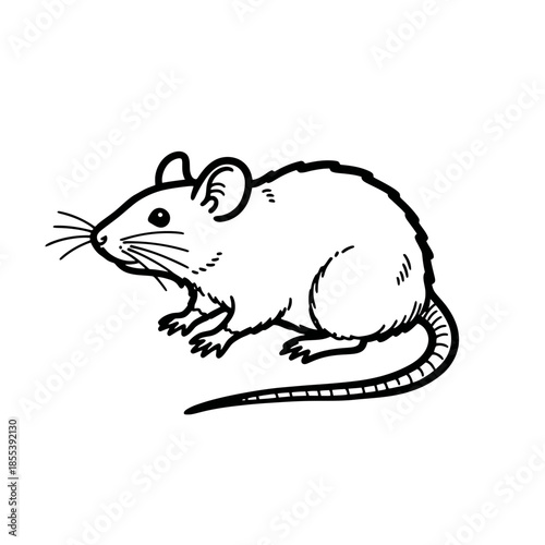 Black and White Illustration of a Mouse.