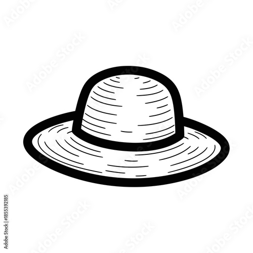 Simple Black and White Fedora Hat Illustration.