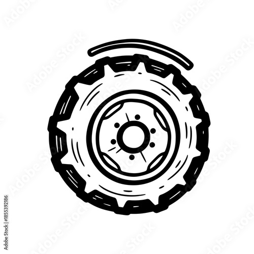 Black and White Tire Illustration.