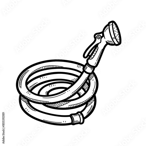 Garden hose with nozzle illustration.