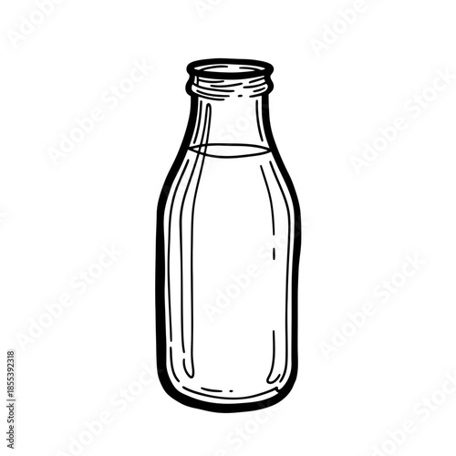 Milk Bottle Simple Line Art Illustration.