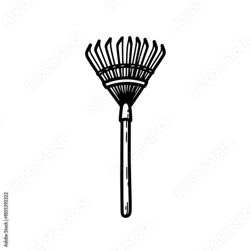 Black Garden Rake with Long Handle.
