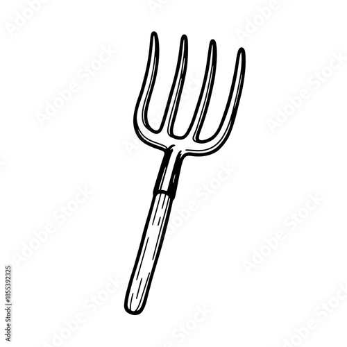 Simple Line Drawing of a Pitchfork.