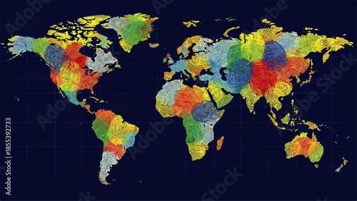 A vibrant global map showcasing The Human Touch through diverse cultural representations and colorful patterns across continents