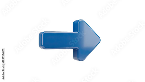 3D Glossy Blue Arrow Right on transparent background