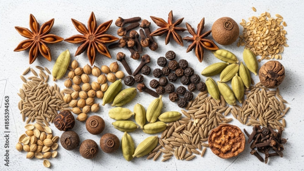 Fototapeta premium Flat Lay of Kitchen Spices