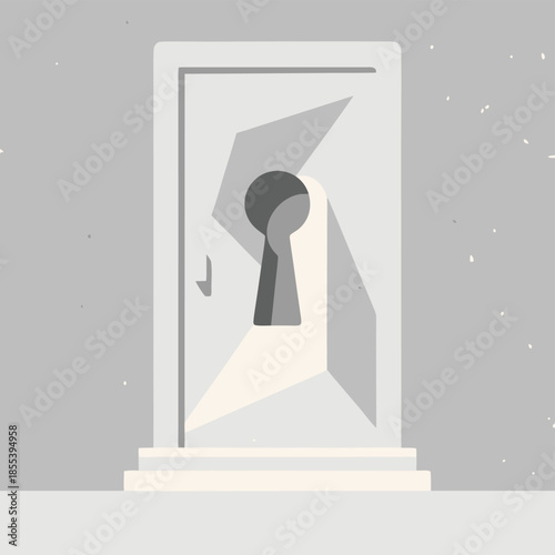 Mysterious Door with Keyhole and Light.