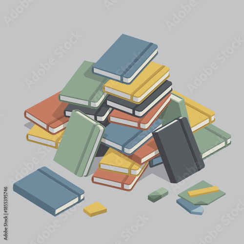 Pile of Colorful Notebooks and Journals.