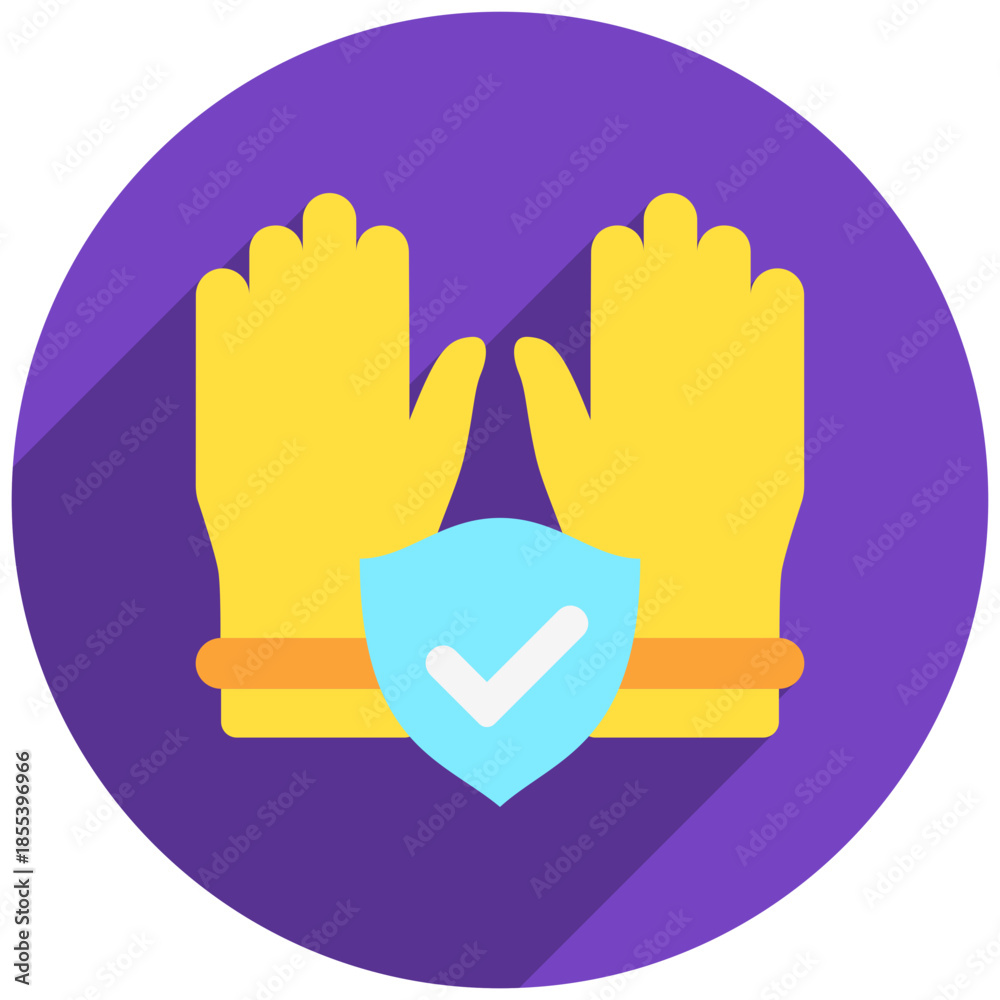 Obraz premium Safety Gloves Rounded Flat Color Icon Mini Illustration, Use For Modern Concept, Print, Ui, Ux Kit, Web And App Development. Vector Related To Firefighter, Rescue And More
