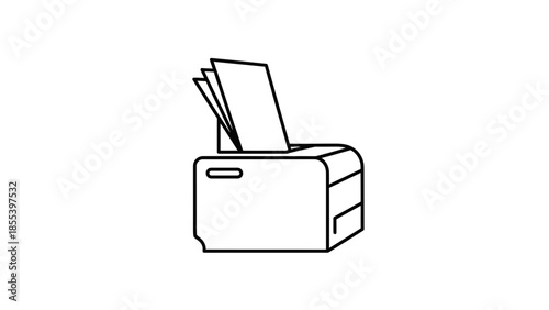 Modern office printer with paper output tray extended