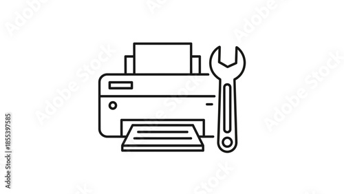 Modern printer with wrench for maintenance and repair