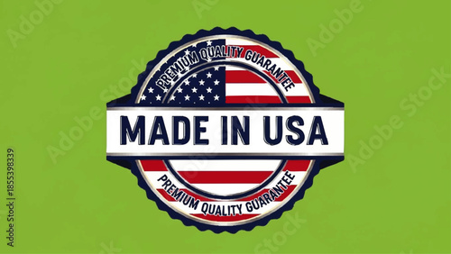 Made in USA Badge with American Flag.