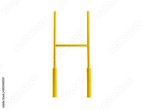 Golden H-shaped goalposts on a black background