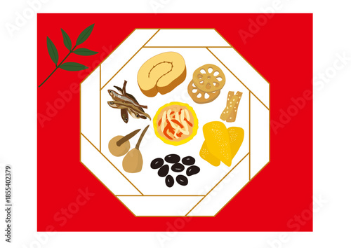 おせち 正月 和食 イラスト ベクター