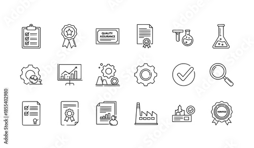 Quality Check Editable Outline Icons for Computing Production and Quality Assurance Systems