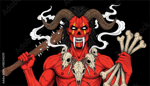 Japanese demon illustration tattoo design