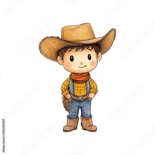 cowboy hand drawn vector illustration