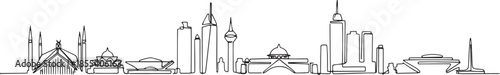 Islamabad city skyline continuous black single line art illustration isolated
