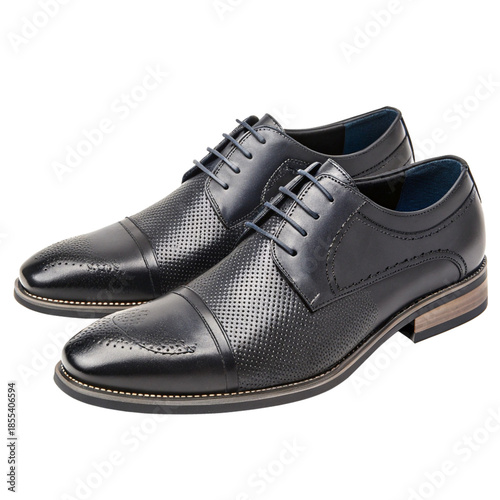 pair of black man shoes isolated, png file