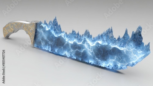 A magical ice sword with glowing blue energy.