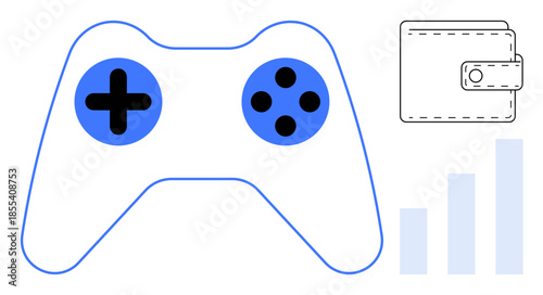 Gaming and finance concept. Gaming industry connects with financial strategies and data insights. Gaming impacts trends in e-commerce, investments, and analytics. Perfect for tech, economy, gaming