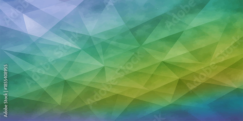 Abstract colorful geometric background featuring a futuristic mosaic of blue triangles and diamond patterns with digital light elements for a modern wallpaper design