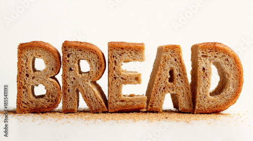 bread text typography, toasted bread letters, creative food lettering
