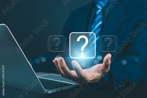 Foto Exclamation marks also known as question mark has a background image that can be designed in many ways, there are business icons, communication that use images as illustrations