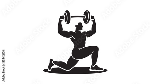 Muscular Man Lifting Weights in Black Silhouette