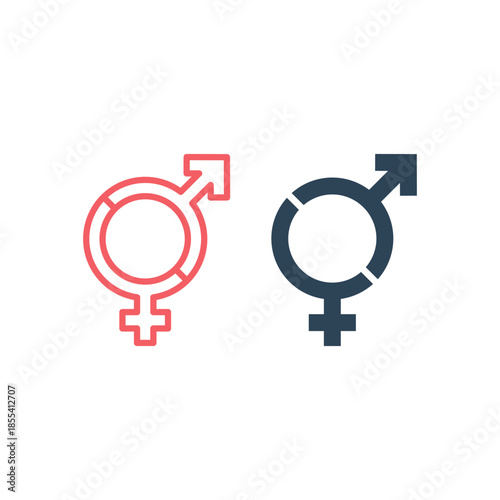 Sex symbols, gender unisex icons set flat vector simple isolated illustration signage template design trendy