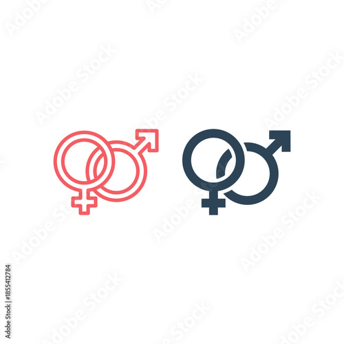 Sex symbols, gender unisex icons set flat vector simple isolated illustration signage template design trendy