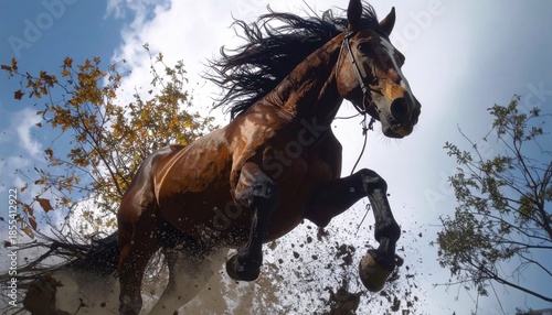 躍動感のある走る馬