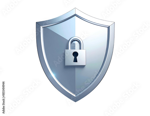 Metallic shield with a secure padlock, symbolizing protection