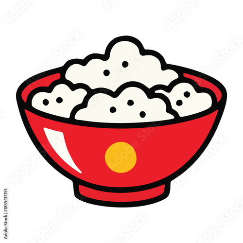 Bowl of White Rice - Delicious Staple Food Illustration