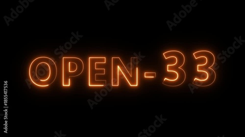 Open 33 hours text animation. Neon number animation.