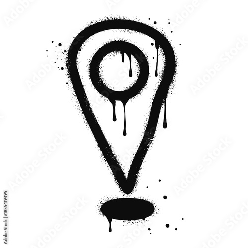 Spray painted graffiti GPS icon. pointer map. isolated on white background. vector illustration