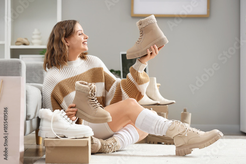 Young woman with stylish wi...