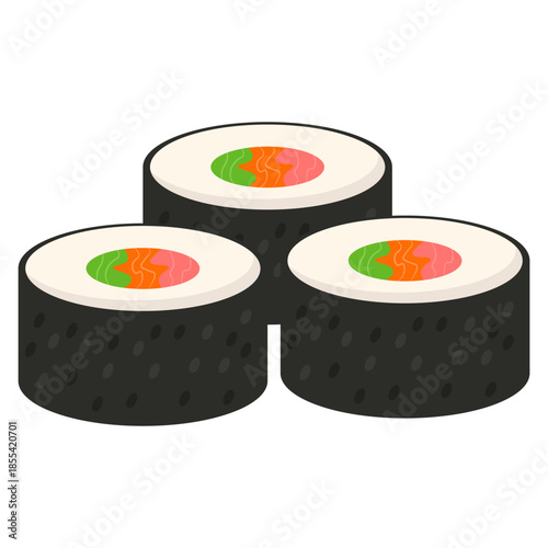Delicious Sushi Rolls Vector Illustration