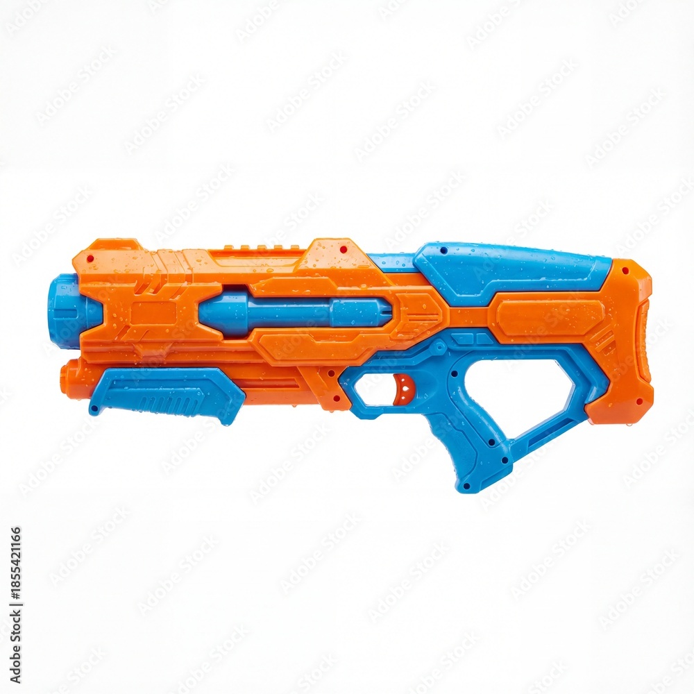 Naklejka premium Bright neon plastic water gun toy for summer fun isolated on white.