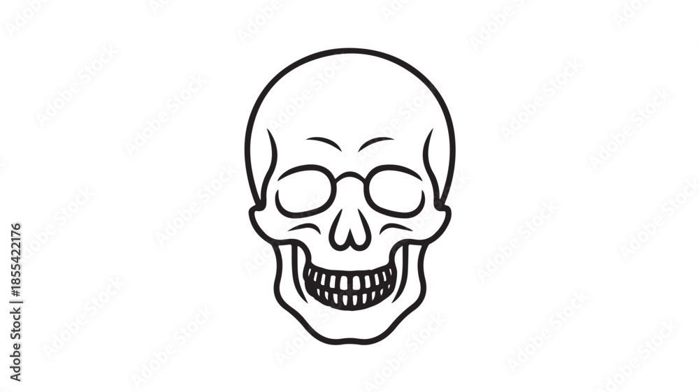 Fototapeta premium Smiling Skull Icon on White Background