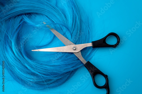 Fashionable colouring and styling, professional haircare salon and chic hairstyle trend concept with vibrant shiny blue hair isolated on plain background