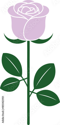 Elegant Purple Rose Vector Graphic Illustration with Soft Lighting and Delicate Floral Design Elements
